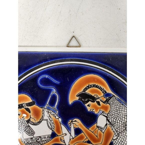 VINTAGE Niarchos Hellas Greek Tile Ceramic Hanging Achilles Treating Patroclus - Picture 2 of 8